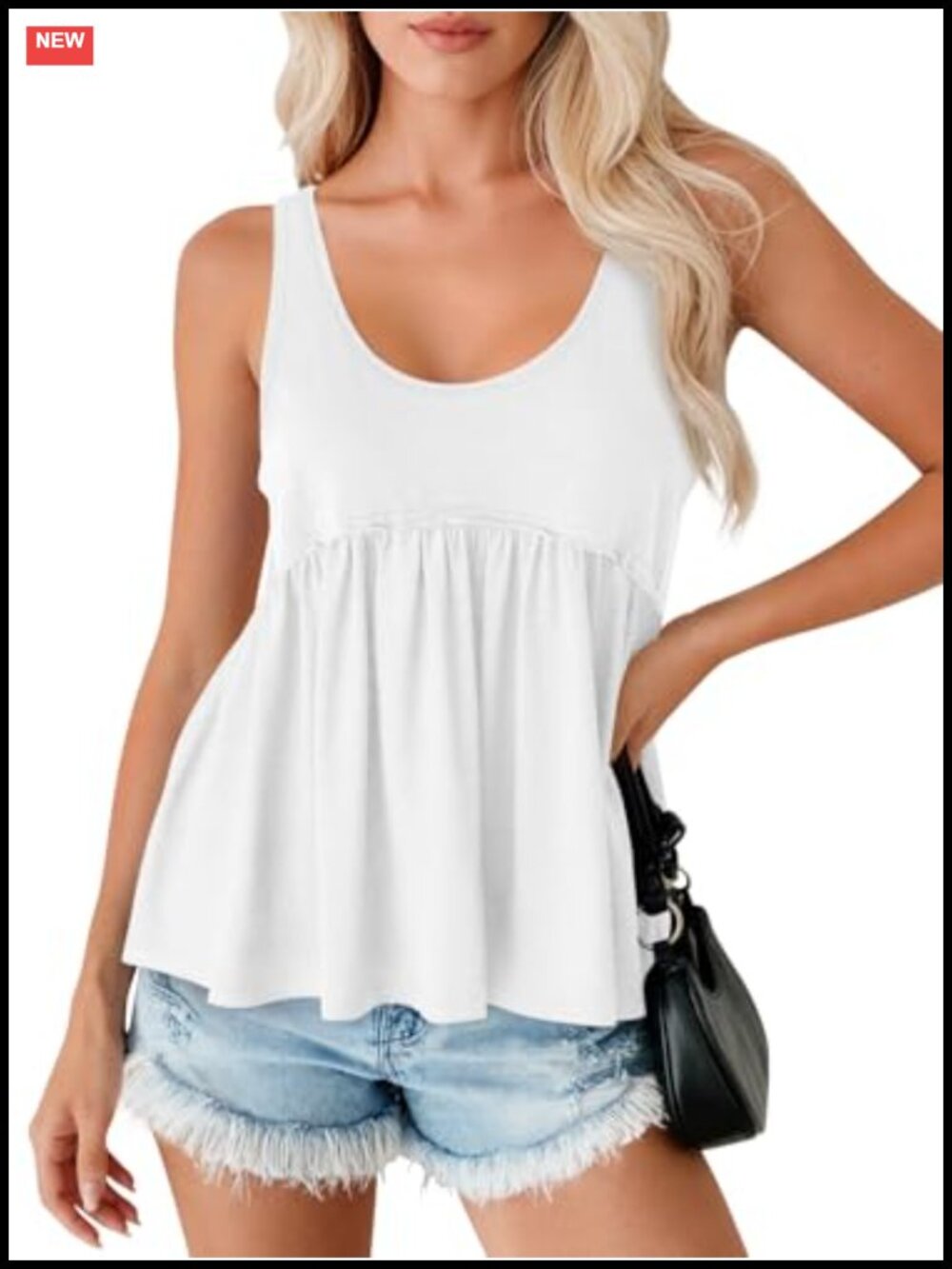 Flowy Tank Top Women Sleeveless Babydoll Cami Peplum